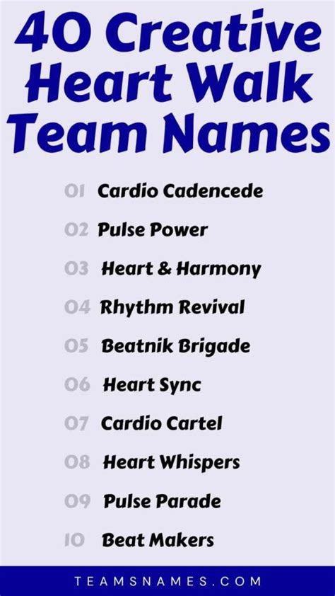 team names for heart walk